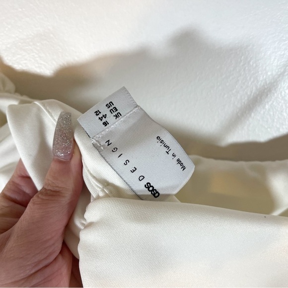 ASOS DESIGN white bodycon ruched mini dress spaghetti straps size 12 - Picture 7 of 10